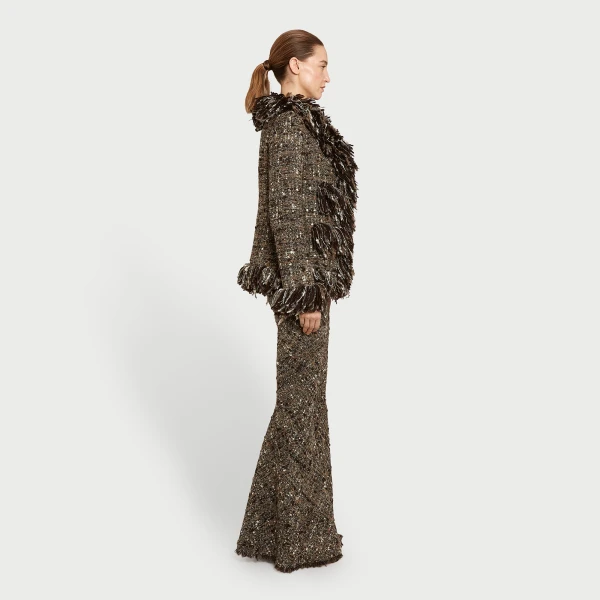 Giambattista Valli Brown Wool Rovings And Bouclé Jacket - Giambattista Valli Jackets - Romantic Couture - Shop at Luxury Shoes 