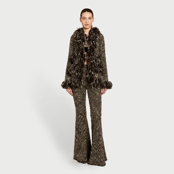 Giambattista Valli Brown Wool Rovings And Bouclé Jacket - Giambattista Valli Jackets - Romantic Couture - Shop at Luxury Shoes 