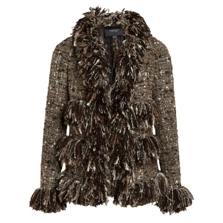 Giambattista Valli Brown Wool Rovings And Bouclé Jacket - Giambattista Valli Jackets - Romantic Couture - Shop at Luxury Shoes 