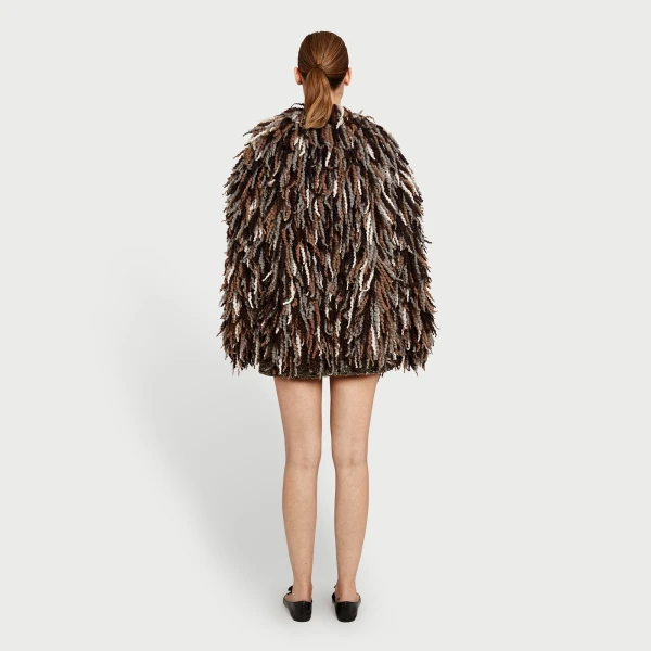 Giambattista Valli Brown Wool Rovings Coat - Giambattista Valli Coats - Romantic Couture - Shop at Luxury Shoes 