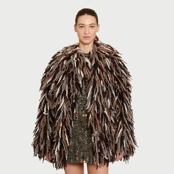 Giambattista Valli Brown Wool Rovings Coat - Giambattista Valli Coats - Romantic Couture - Shop at Luxury Shoes 