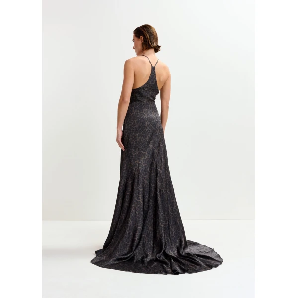 Essentiel Antwerp Brown and black leopard print maxi slip dress - Essentiel Antwerp Dresses - Colorful Belgian Design - Shop at Luxury Shoes 