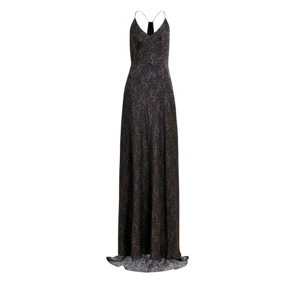Essentiel Antwerp Brown and black leopard print maxi slip dress - Essentiel Antwerp Dresses - Colorful Belgian Design - Shop at Luxury Shoes 