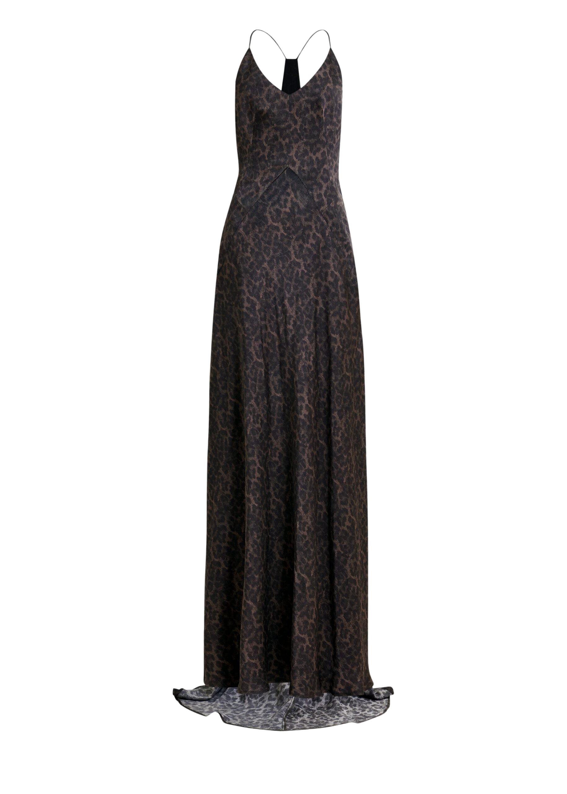 Essentiel Antwerp Brown and black leopard print maxi slip dress
