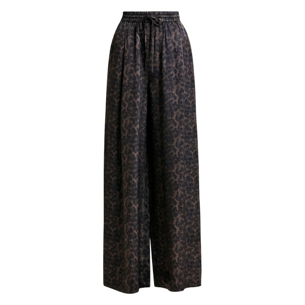 Essentiel Antwerp Brown and black leopard print wide-leg pants - Essentiel Antwerp Pants - Colorful Belgian Design - Shop at Luxury Shoes 
