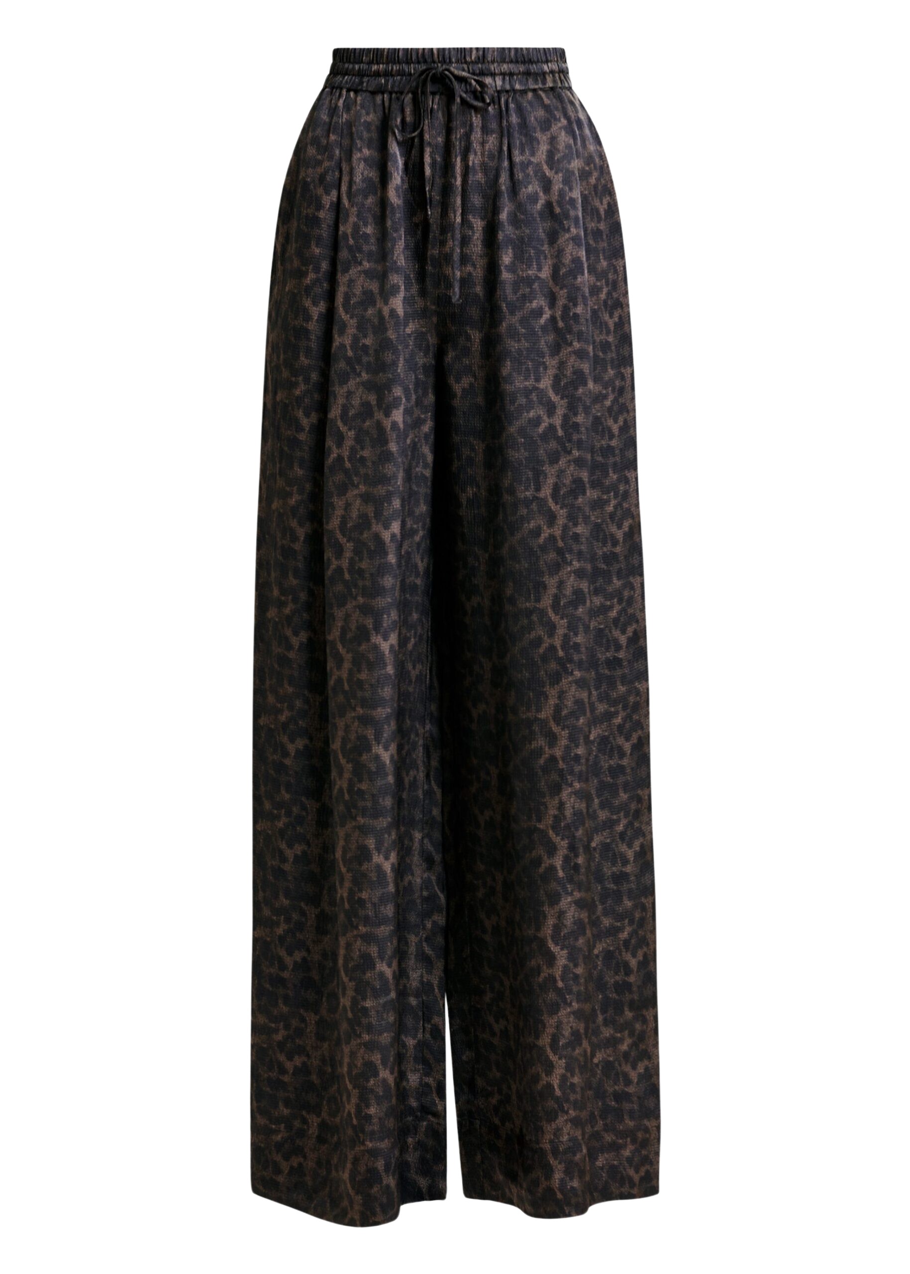 Essentiel Antwerp Brown and black leopard print wide-leg pants - Essentiel Antwerp Pants - Colorful Belgian Design - Shop at Luxury Shoes 