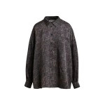 Essentiel Antwerp Brown and black ruffle-trimmed oversized leopardprint shirt - Essentiel Antwerp Shirts - Colorful Belgian Design - Shop at Luxury Shoes 