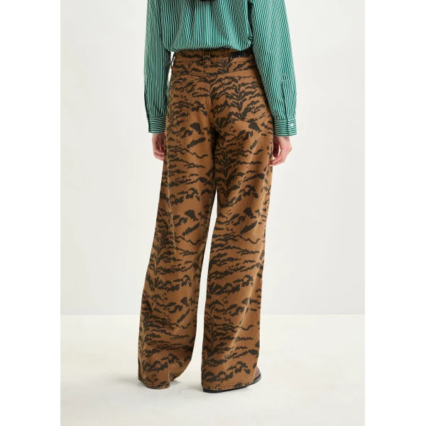 Essentiel Antwerp Brown and black tiger-print tapered-leg jeans - Essentiel Antwerp Pants - Colorful Belgian Design - Shop at Luxury Shoes 