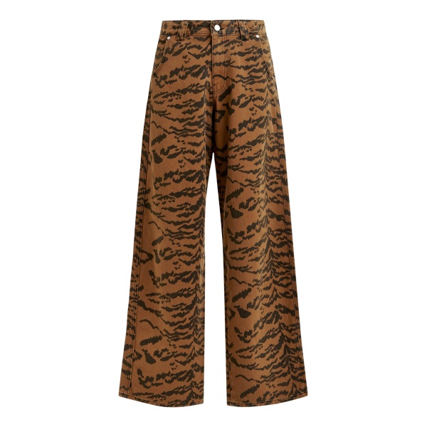 Essentiel Antwerp Brown and black tiger-print tapered-leg jeans - Essentiel Antwerp Pants - Colorful Belgian Design - Shop at Luxury Shoes 