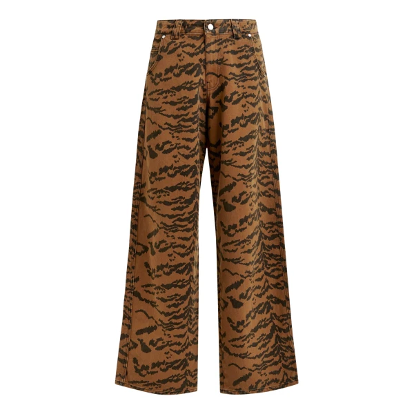 Essentiel Antwerp Brown and black tiger-print tapered-leg jeans - Essentiel Antwerp Pants - Colorful Belgian Design - Shop at Luxury Shoes 
