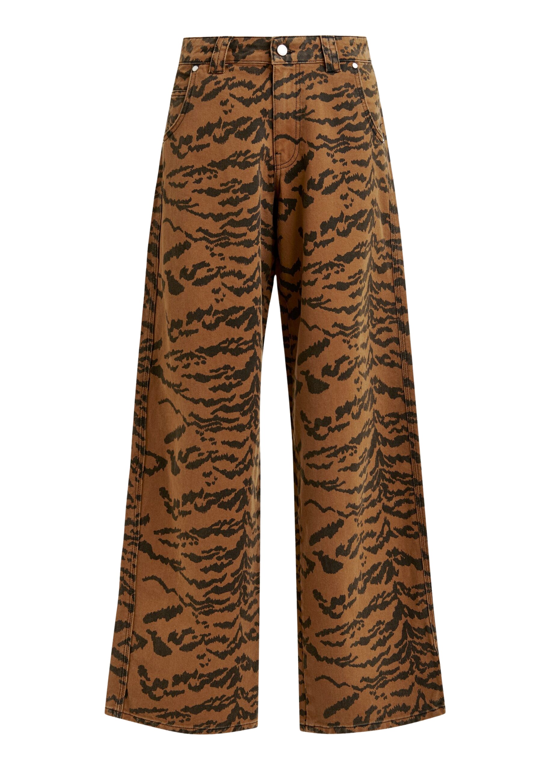 Essentiel Antwerp Brown and black tiger-print tapered-leg jeans - Essentiel Antwerp Pants - Colorful Belgian Design - Shop at Luxury Shoes 
