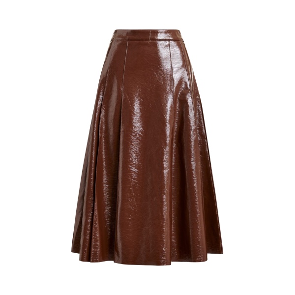 Essentiel Antwerp Brown faux leather midi skirt - Essentiel Antwerp Skirts - Colorful Belgian Design - Shop at Luxury Shoes 