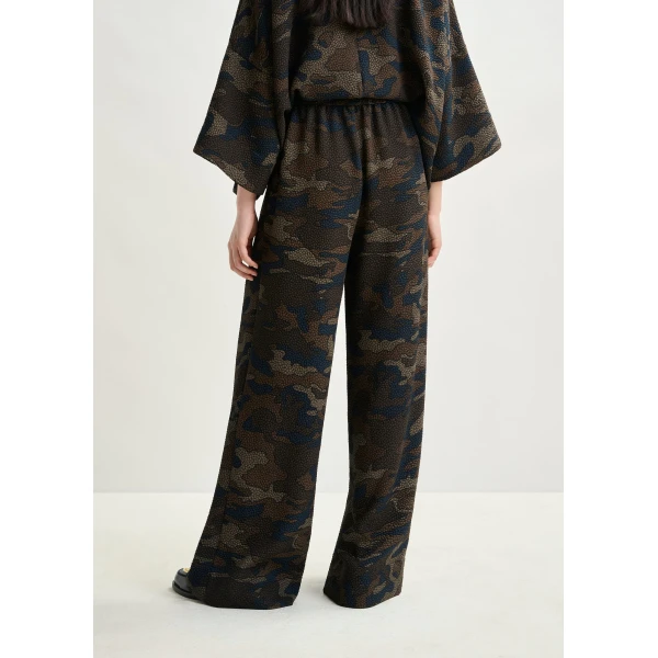 khaki and black wide-leg pants - Essentiel Antwerp Pants - Colorful Belgian Design - Shop at Luxury Shoes 