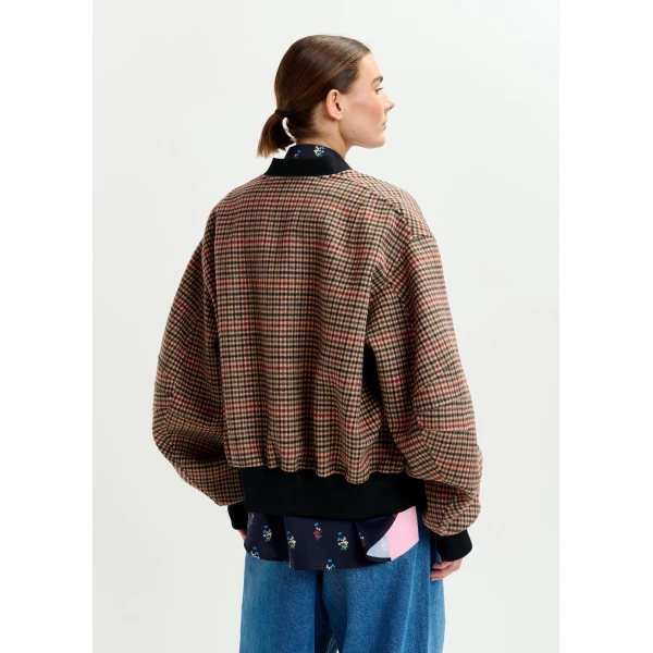 red and black checked wool bomber jacket - Essentiel Antwerp Jackets - Colorful Belgian Design - Shop at Luxury Shoes 