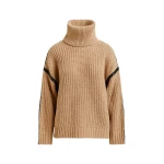 Essentiel Antwerp Brown wool-blend turtleneck with detachable collar and rhinestone embellishments - Essentiel Antwerp Knitwear - Colorful Belgian Design - Shop at Luxury Shoes 