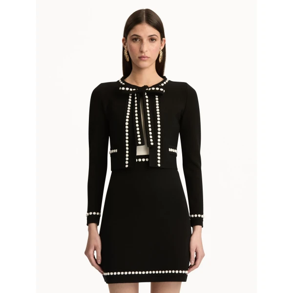 Oscar de la Renta Bubble Trim Cardigan - Oscar de la Renta Knitwear - American Couture - Shop at Luxury Shoes 