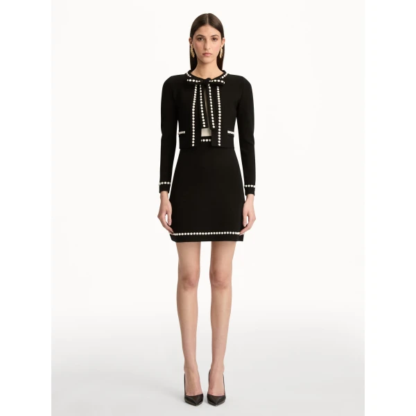 Oscar de la Renta Bubble Trim Cardigan - Oscar de la Renta Knitwear - American Couture - Shop at Luxury Shoes 