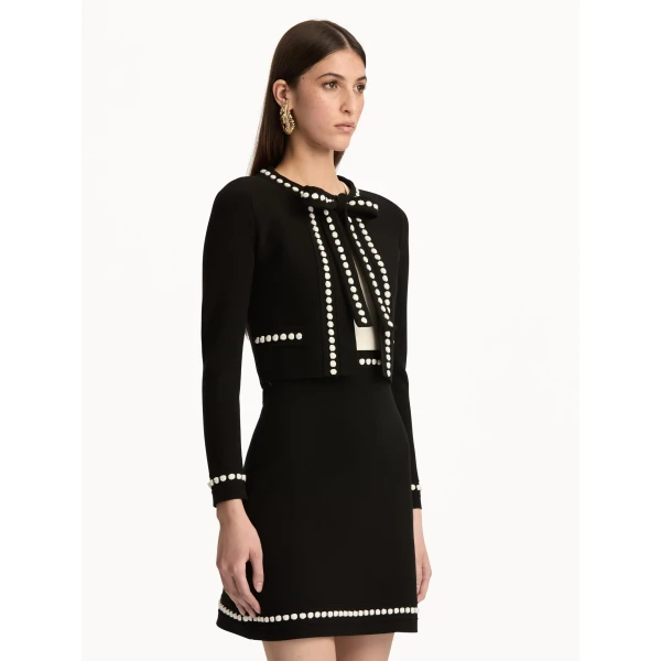Oscar de la Renta Bubble Trim Cardigan - Oscar de la Renta Knitwear - American Couture - Shop at Luxury Shoes 
