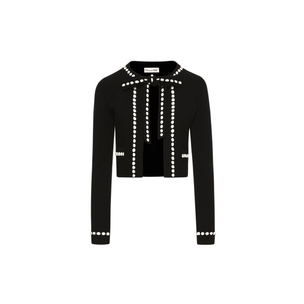 Oscar de la Renta Bubble Trim Cardigan - Oscar de la Renta Knitwear - American Couture - Shop at Luxury Shoes 