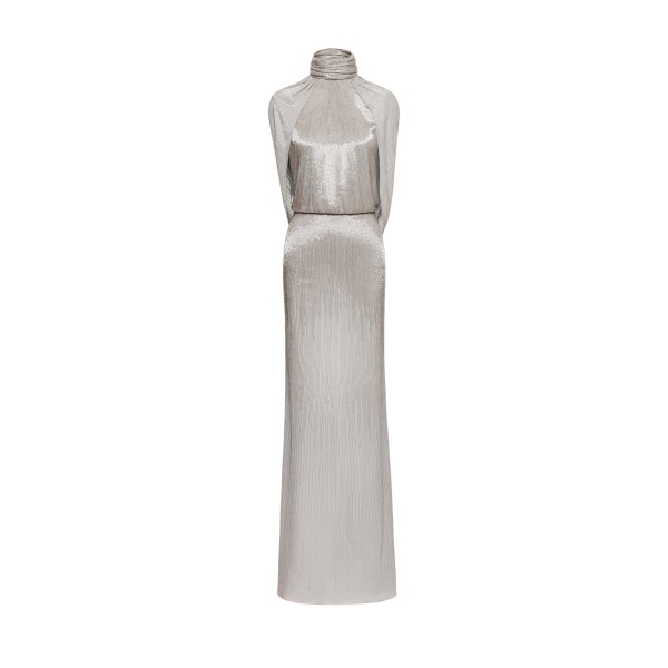 Oscar de la Renta Bugle Bead Lamé Draped Gown - Oscar de la Renta Dresses - American Couture - Shop at Luxury Shoes 