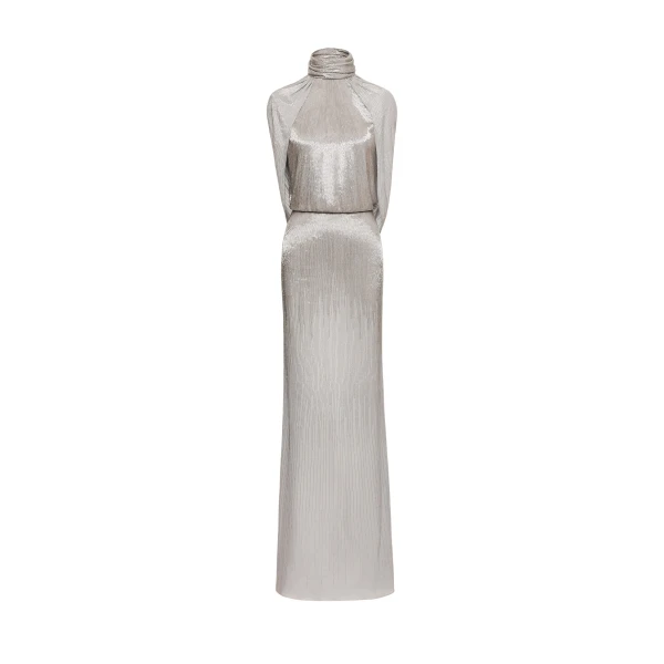 Oscar de la Renta Bugle Bead Lamé Draped Gown - Oscar de la Renta Dresses - American Couture - Shop at Luxury Shoes 