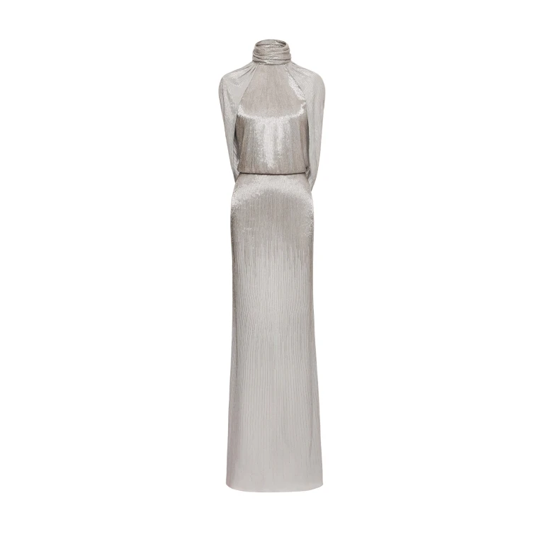 Oscar de la Renta Bugle Bead Lamé Draped Gown - Oscar de la Renta Dresses - American Couture - Shop at Luxury Shoes 