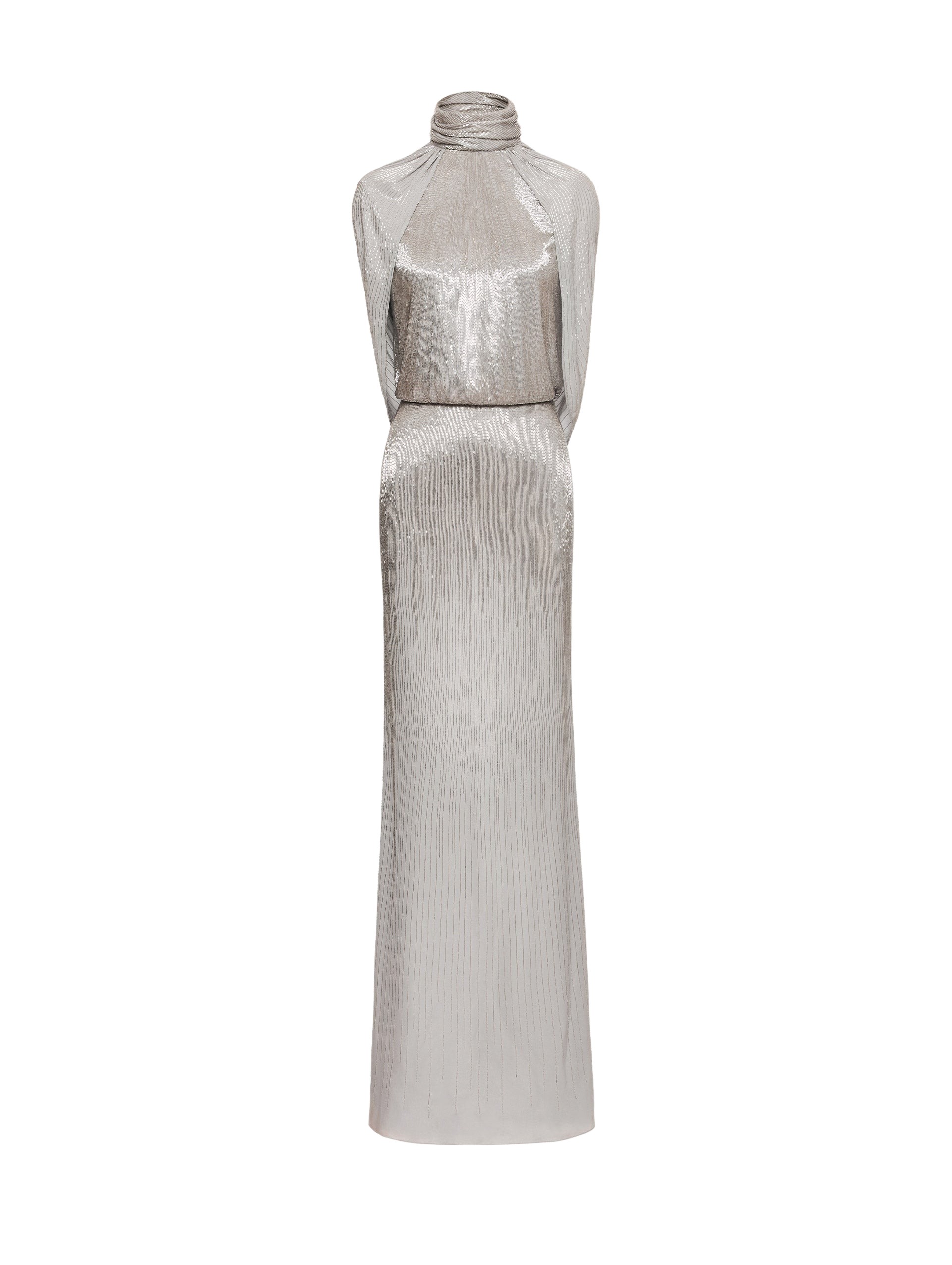 Oscar de la Renta Bugle Bead Lamé Draped Gown - Oscar de la Renta Dresses - American Couture - Shop at Luxury Shoes 