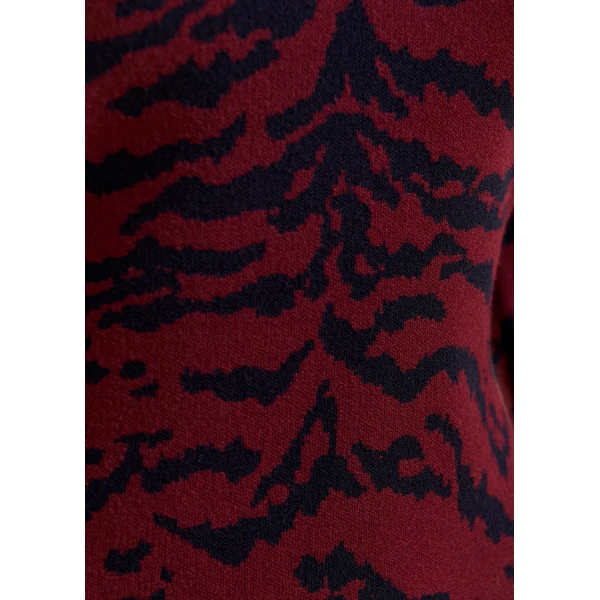 Essentiel Antwerp Burgundy and black tiger-print knitted sweater - Essentiel Antwerp Knitwear - Colorful Belgian Design - Shop at Luxury Shoes 
