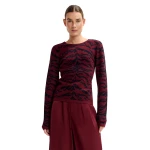 Essentiel Antwerp Burgundy and black tiger-print knitted sweater - Essentiel Antwerp Knitwear - Colorful Belgian Design - Shop at Luxury Shoes 