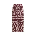 Essentiel Antwerp Burgundy and off-white maxi-length skirt with zebraprint - Essentiel Antwerp Skirts - Colorful Belgian Design - Shop at Luxury Shoes 