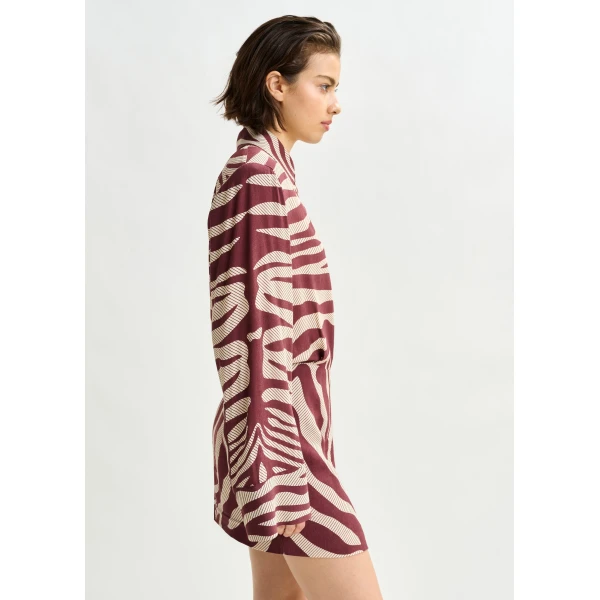 Essentiel Antwerp Burgundy and off-white zebra-jacquard mini dress - Essentiel Antwerp Dresses - Colorful Belgian Design - Shop at Luxury Shoes 