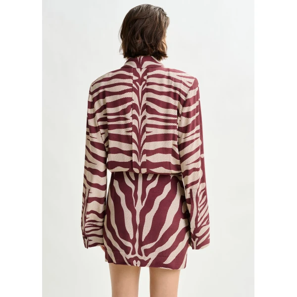 Essentiel Antwerp Burgundy and off-white zebra-jacquard mini dress - Essentiel Antwerp Dresses - Colorful Belgian Design - Shop at Luxury Shoes 