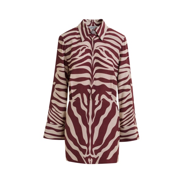 Essentiel Antwerp Burgundy and off-white zebra-jacquard mini dress - Essentiel Antwerp Dresses - Colorful Belgian Design - Shop at Luxury Shoes 