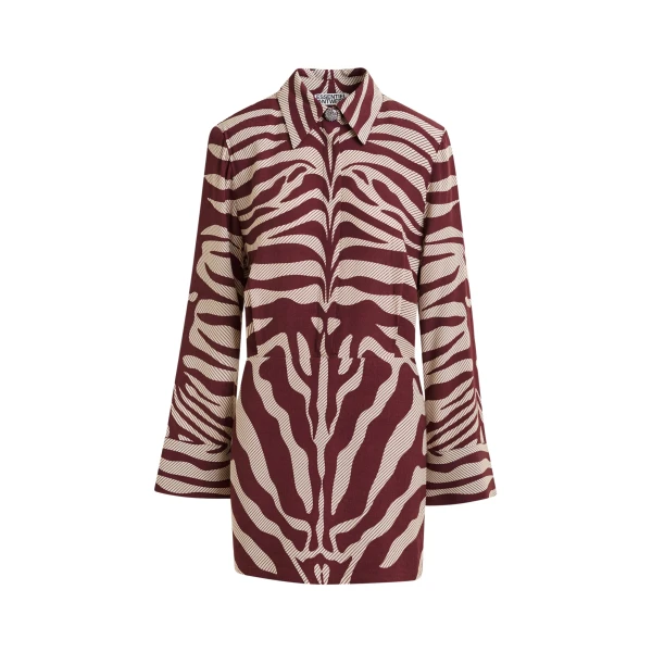 Essentiel Antwerp Burgundy and off-white zebra-jacquard mini dress - Essentiel Antwerp Dresses - Colorful Belgian Design - Shop at Luxury Shoes 