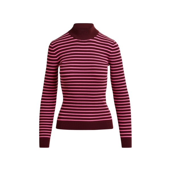 Essentiel Antwerp Burgundy and pink striped sweater - Essentiel Antwerp Knitwear - Colorful Belgian Design - Shop at Luxury Shoes 
