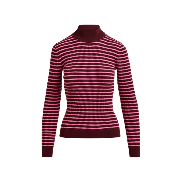 Essentiel Antwerp Burgundy and pink striped sweater - Essentiel Antwerp Knitwear - Colorful Belgian Design - Shop at Luxury Shoes 