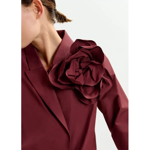 Essentiel Antwerp Burgundy bodysuit with self-fabric flower - Essentiel Antwerp Bodysuit - Colorful Belgian Design - Shop at Luxury Shoes 