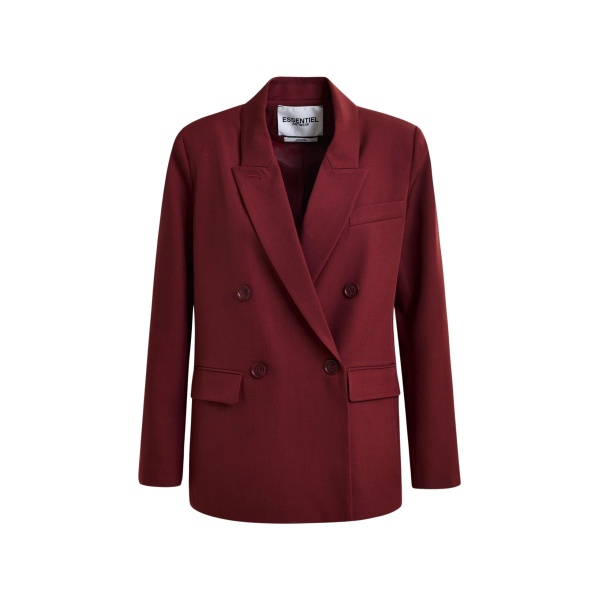 Essentiel Antwerp Burgundy double-breasted blazer - Essentiel Antwerp Jackets - Colorful Belgian Design - Shop at Luxury Shoes 
