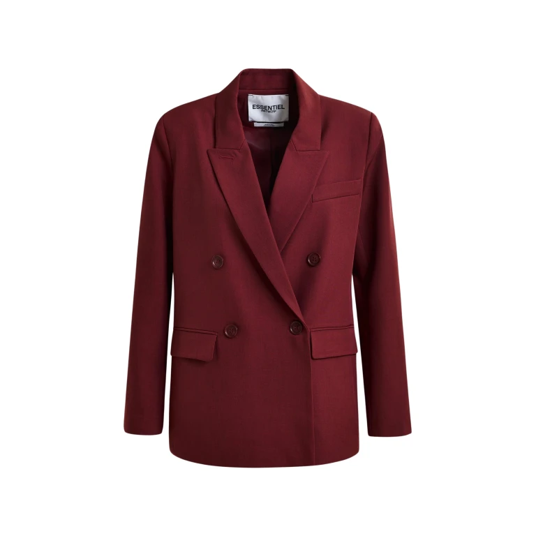 Essentiel Antwerp Burgundy double-breasted blazer - Essentiel Antwerp Jackets - Colorful Belgian Design - Shop at Luxury Shoes 
