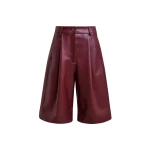 Essentiel Antwerp Burgundy faux leather bermuda shorts - Essentiel Antwerp Shorts - Colorful Belgian Design - Shop at Luxury Shoes 