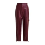 Essentiel Antwerp Burgundy faux leather tapered cargo pants - Essentiel Antwerp Pants - Colorful Belgian Design - Shop at Luxury Shoes 