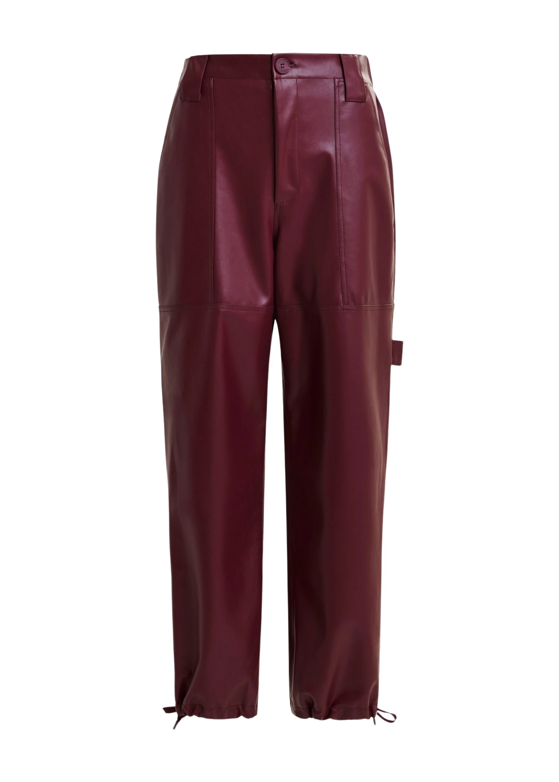 Burgundy-faux-leather-tapered-cargo-pants-Essentiel-Antwerp-Pants-scaled16874_nobg Essentiel Antwerp Burgundy faux leather tapered cargo pants - Essentiel Antwerp Pants - Colorful Belgian Design - Shop at Luxury Shoes