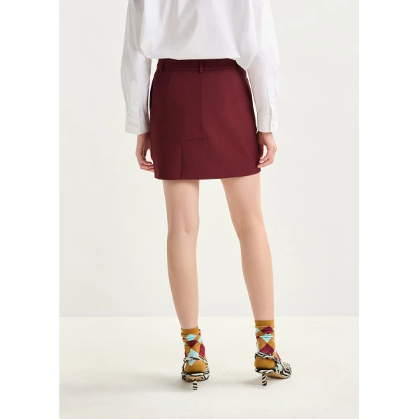 Essentiel Antwerp Burgundy tailored mini skirt - Essentiel Antwerp Skirts - Colorful Belgian Design - Shop at Luxury Shoes 
