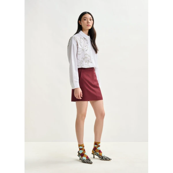 Essentiel Antwerp Burgundy tailored mini skirt - Essentiel Antwerp Skirts - Colorful Belgian Design - Shop at Luxury Shoes 