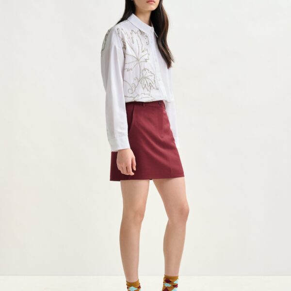 Essentiel Antwerp Burgundy tailored mini skirt, view 5