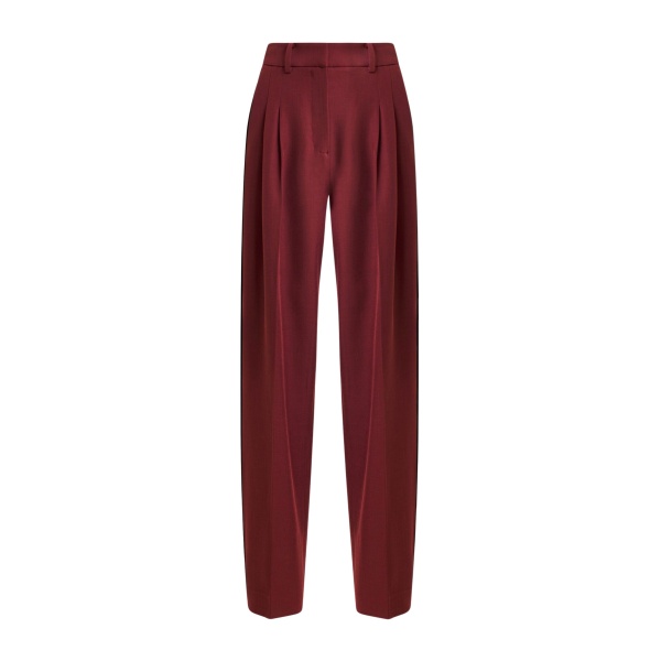Essentiel Antwerp Burgundy tapered pants with crease - Essentiel Antwerp Pants - Colorful Belgian Design - Shop at Luxury Shoes 