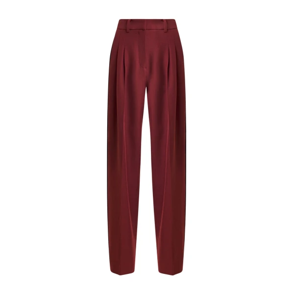Essentiel Antwerp Burgundy tapered pants with crease - Essentiel Antwerp Pants - Colorful Belgian Design - Shop at Luxury Shoes 