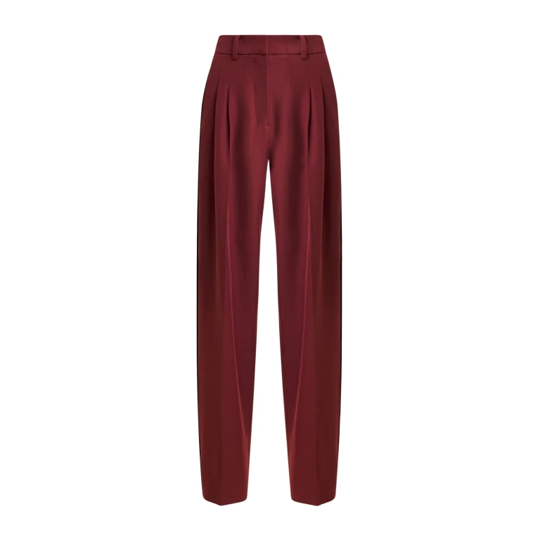 Essentiel Antwerp Burgundy tapered pants with crease - Essentiel Antwerp Pants - Colorful Belgian Design - Shop at Luxury Shoes 