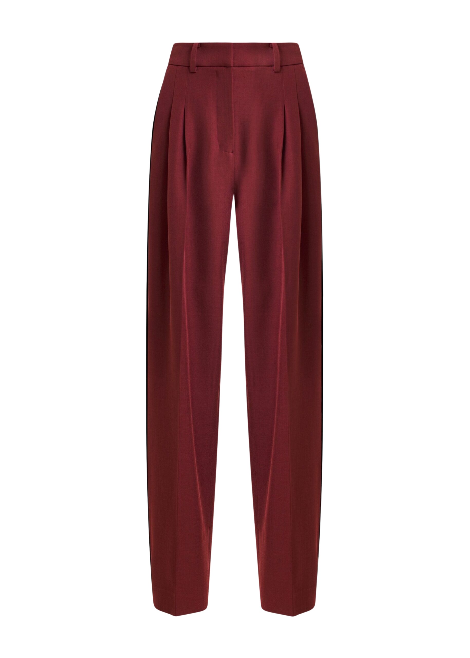 Essentiel Antwerp Burgundy tapered pants with crease - Essentiel Antwerp Pants - Colorful Belgian Design - Shop at Luxury Shoes 