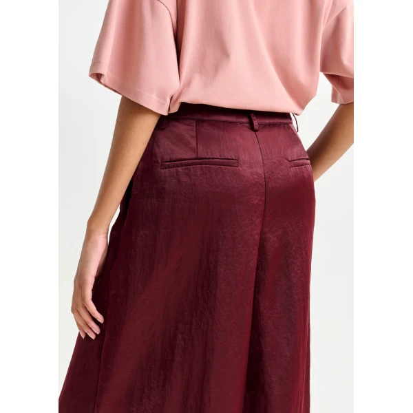 Essentiel Antwerp Burgundy wide-leg pants - Essentiel Antwerp Pants - Colorful Belgian Design - Shop at Luxury Shoes 